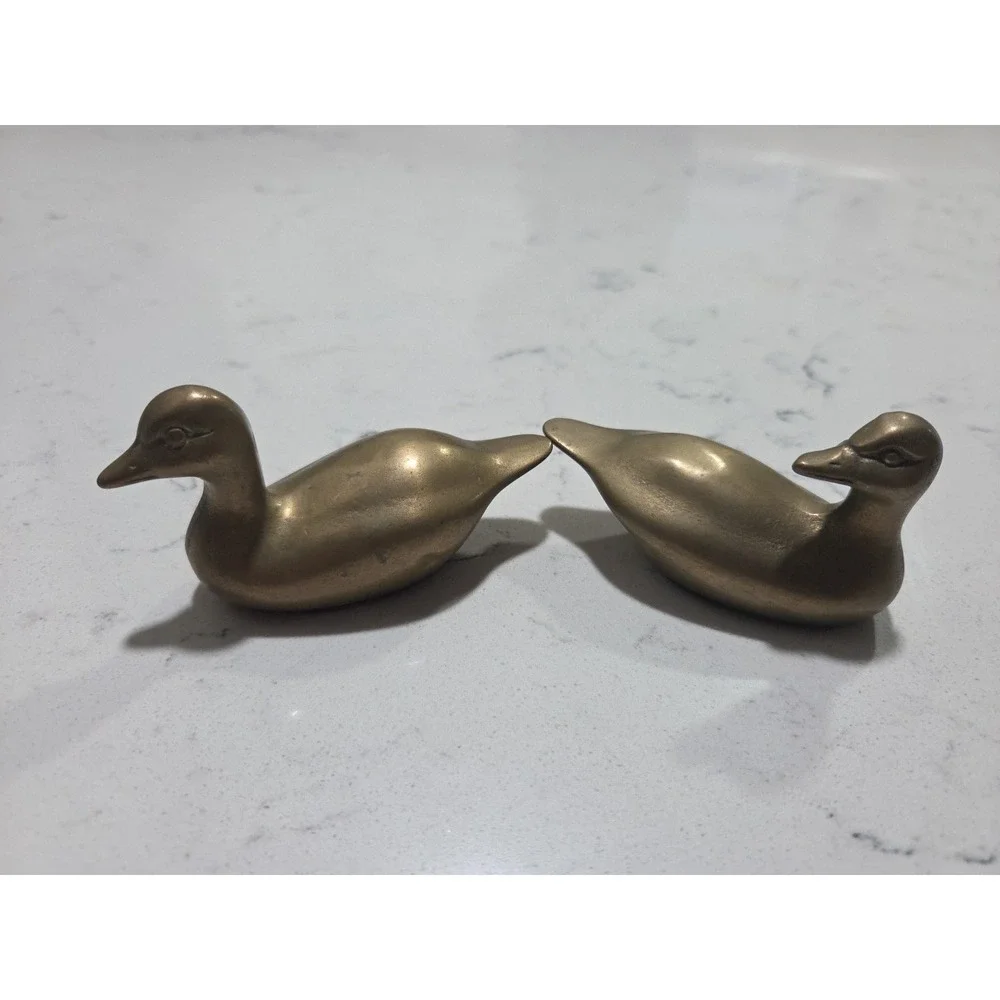 Brass Duck Figurines Paperweight 2 Small